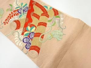 アンティーク　御簾に籐模様刺繍袋帯（材料）